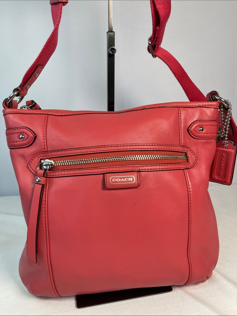 Coach D1357-F23948 Daisy Spectator Leather Crossbody Bag Coral Pink